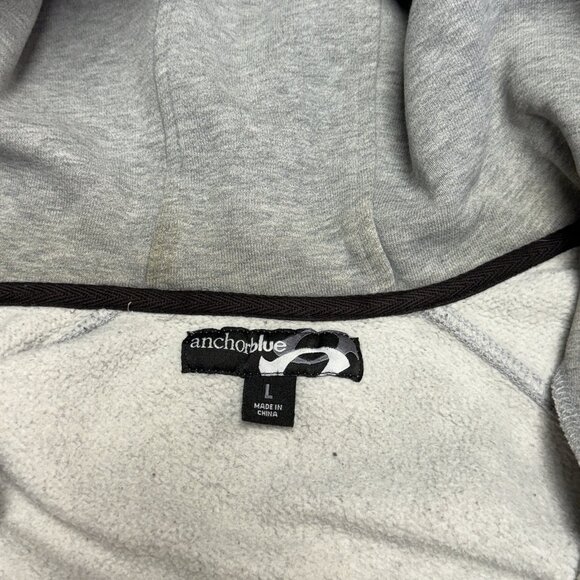 Vintage Anchor Blue Hoodie Sweatshirt Mens L Gray Y2K Surf Streetwear - Picture 15 of 16
